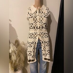 BNWT  Brown & White Cream Crochet Dress/Tunic.